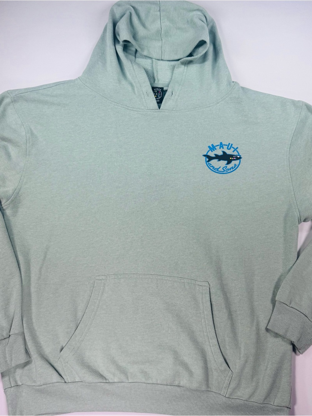 MAUI AND SONS Men’s Pullover Hoodie/Sweatshirt, Lt Green, Shark/Surf, Size XL*